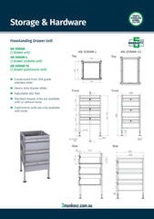 3Monkeez AB-3DRAW - Freestanding Stainless Steel Drawer Unit