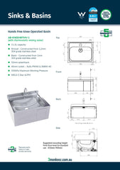 3Monkeez AB-KNEEHBTMV-1 - Hands Free Knee Operated Stainless Steel On/Off Basin