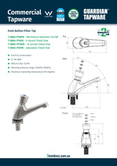 3Monkeez T-3MSS-PT18PB - Push Button Pillar Tap
