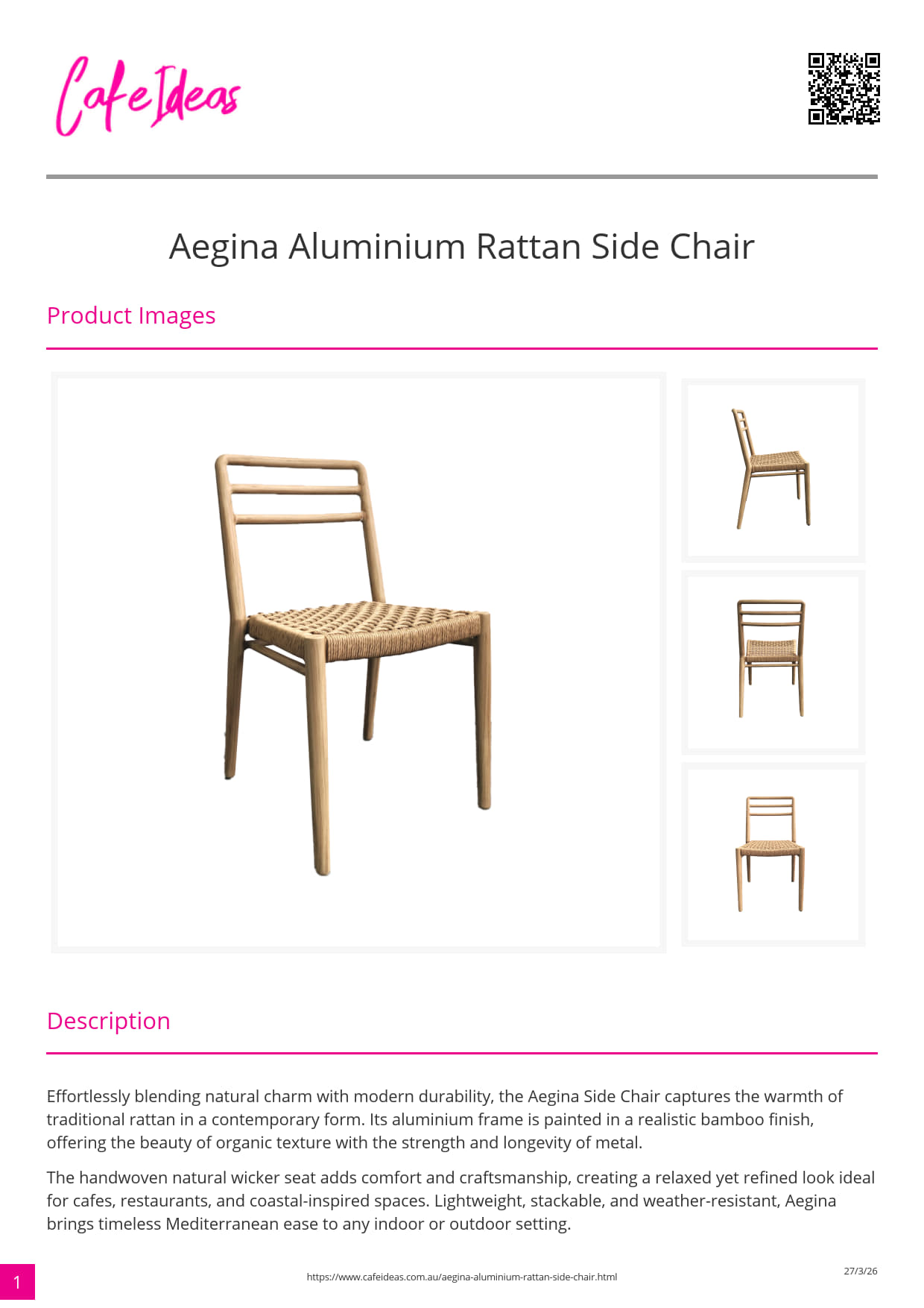 Aegina Aluminium Rattan Side Chair