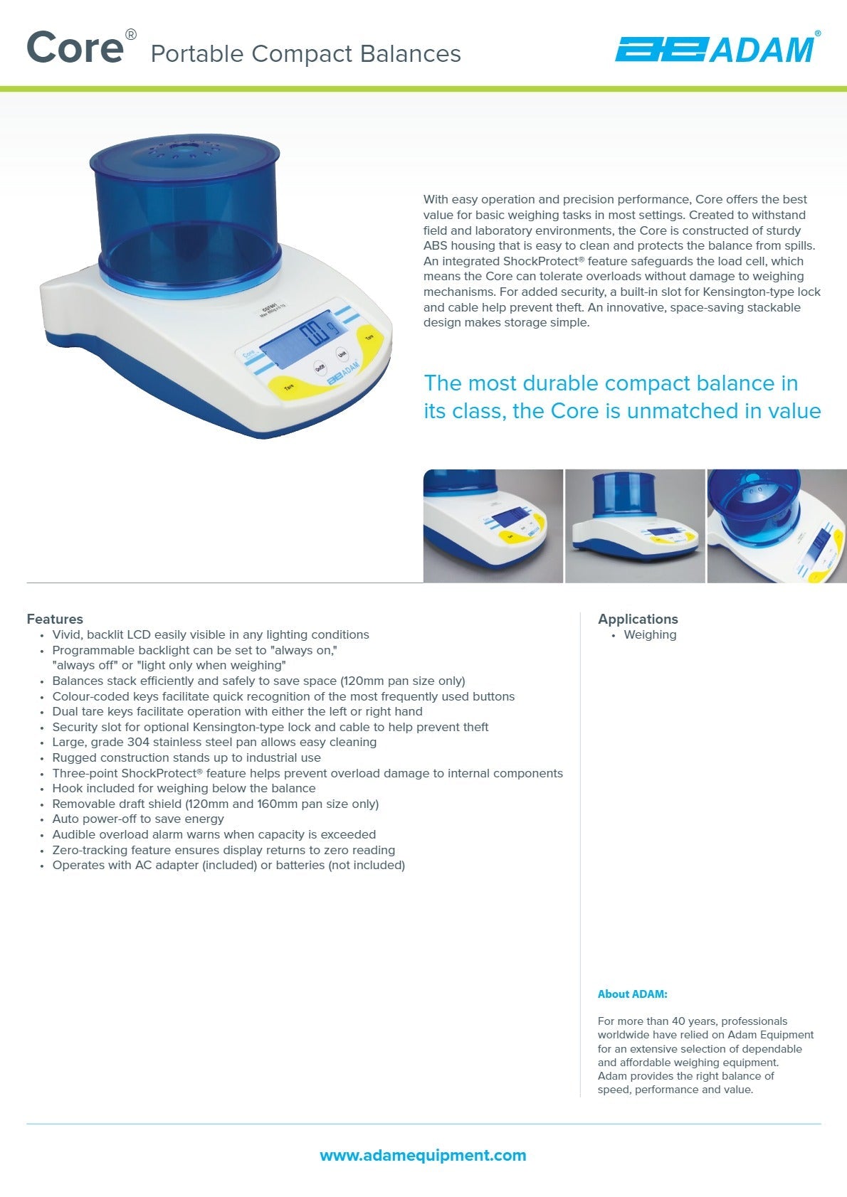 Adam Equipment Core CQT 601 - Portable Compact Balance