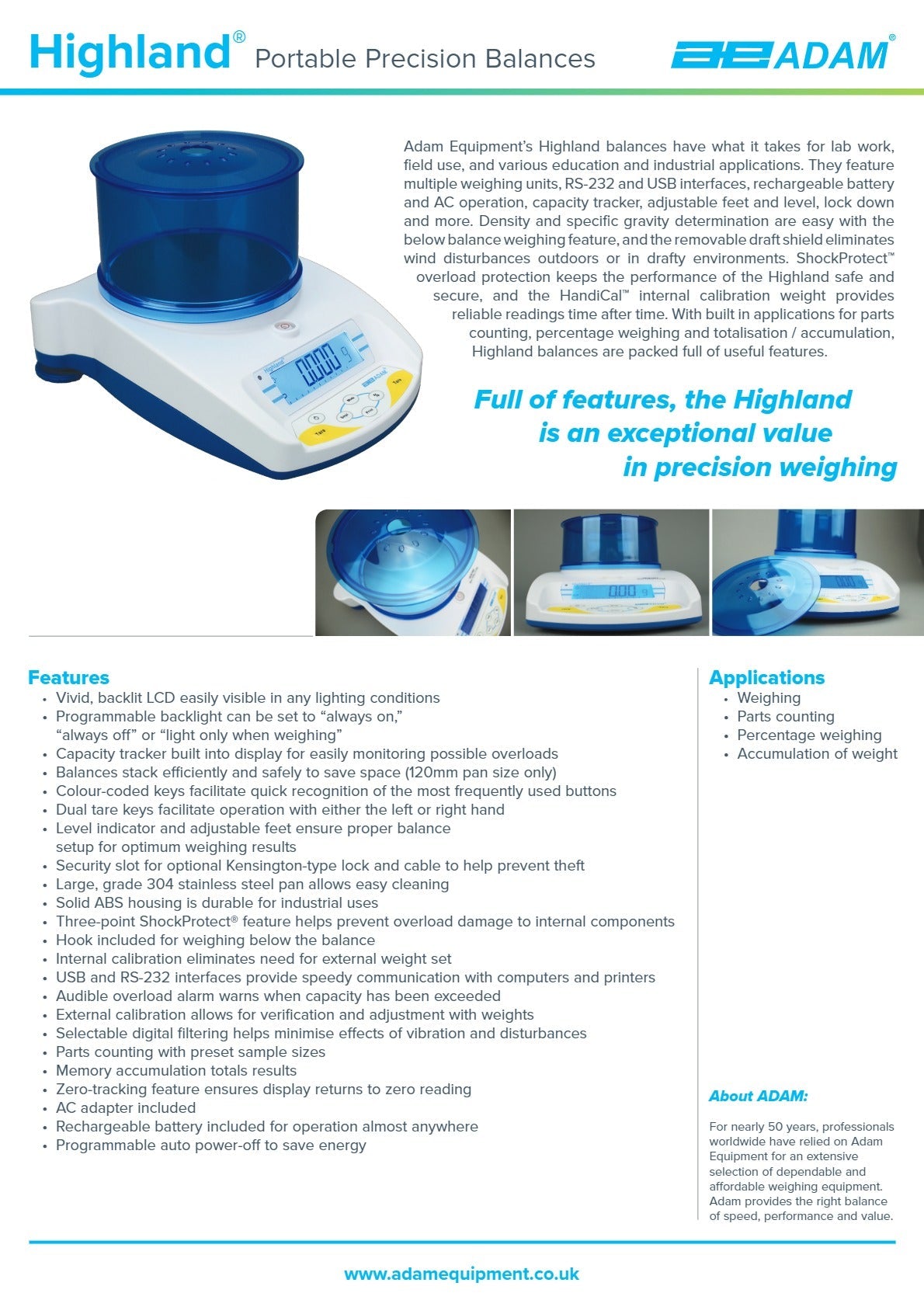 Adam Equipment Highland HCB 1002 - Portable Precision Balance