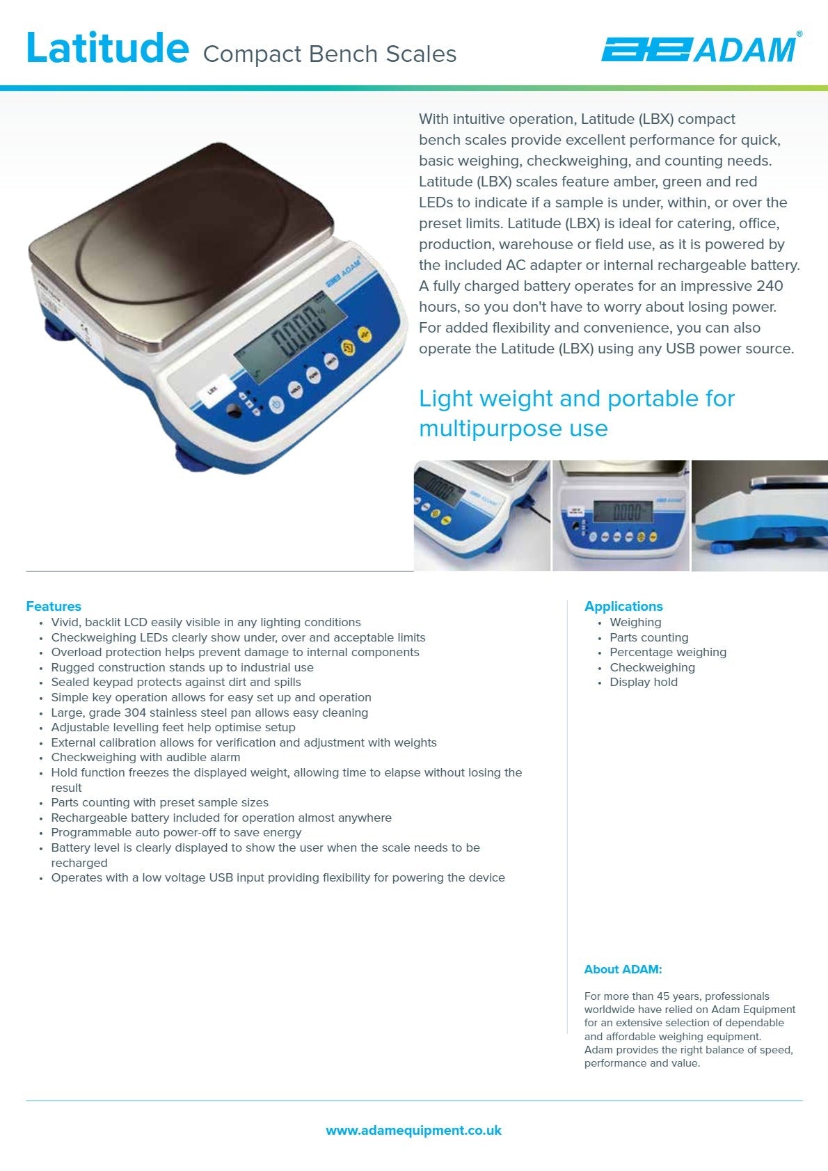 Adam Equipment Latitude LBX 3 - Compact Bench Scale
