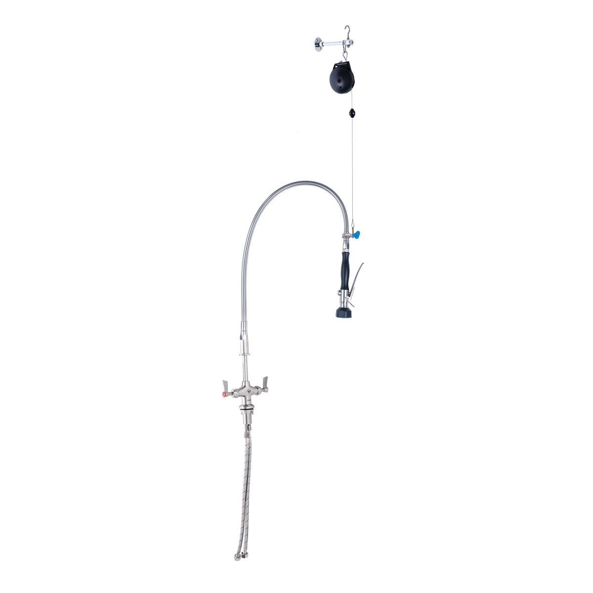3Monkeez T-3M53500 - Stainless Steel Line Retractor Dual Hob Mount Pre-Rinse