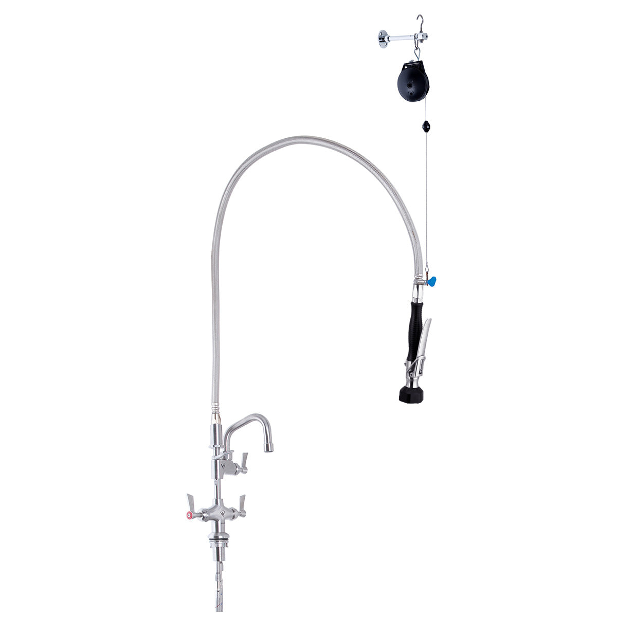 3Monkeez T-3M53506 - Stainless Steel Line Retractor Dual Hob Mount Pre-Rinse