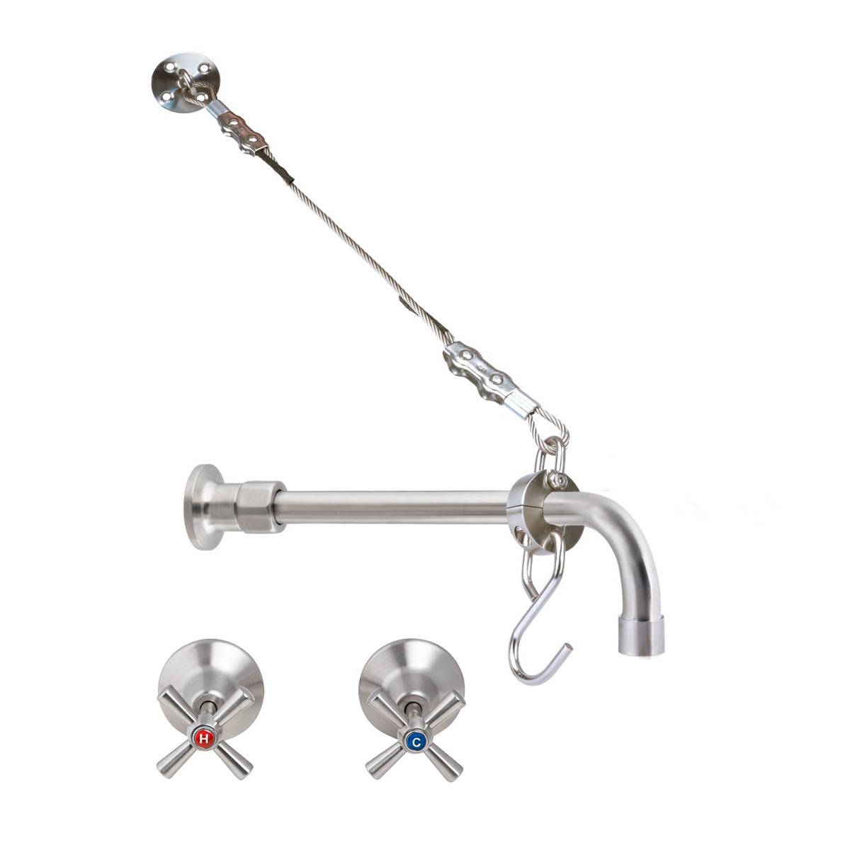 3Monkeez T-3MCSKIT-C08 - Cleaners Sink Concealed Wall Mount Spout with Wall Stops & Bracket