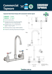 3Monkeez T-3MEWG07 - Exposed Wall Mount Tap Body with Gooseneck Swivel 7" Spout