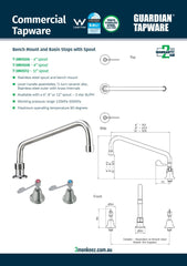 3Monkeez T-3MHS12  - Bench Mount & Basins Stops with 12" Spout