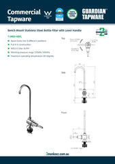 3Monkeez T-3MSS-HBFL - Bench Mount Lever Handle Bottle Filler