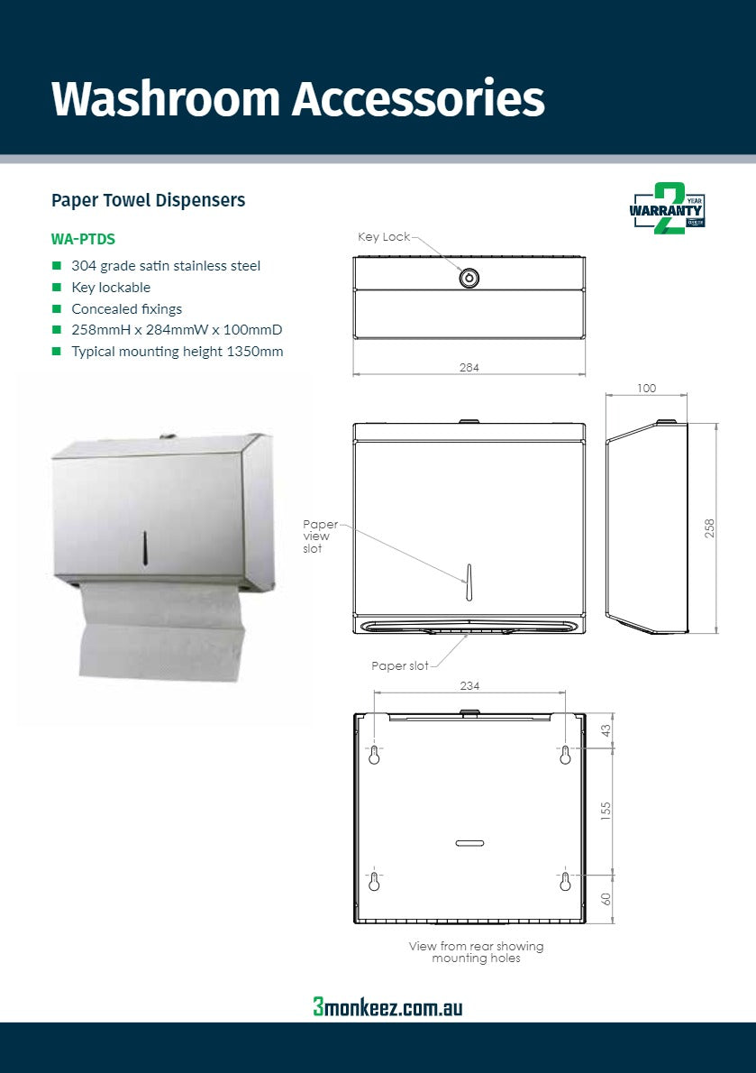 3Monkeez WA-PTDS - Paper Towel Dispenser